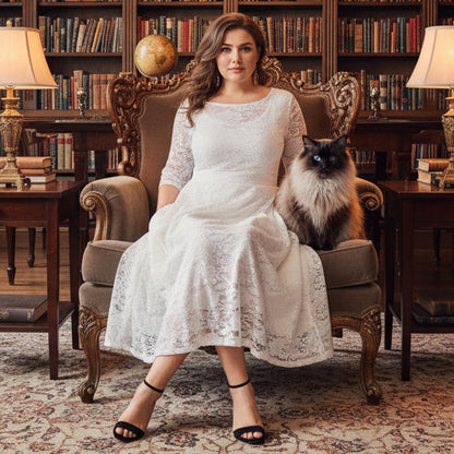 Chic Plus Size Lace Midi Dress