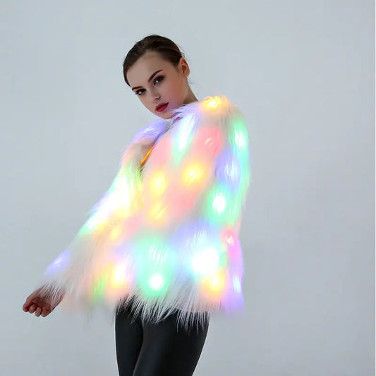 LED Faux Fur Valentine Coat