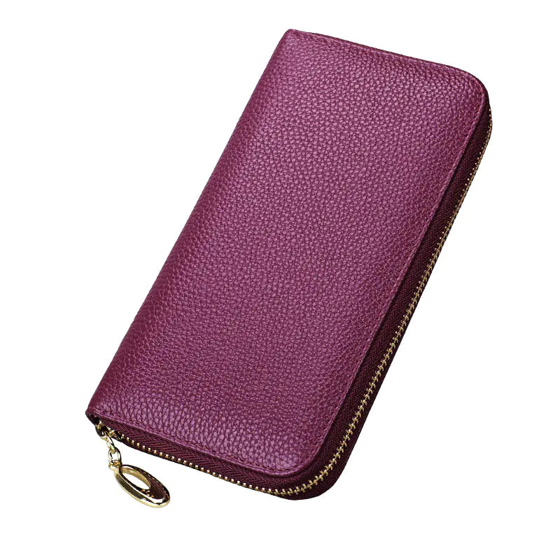 OX KNIGHT Cowhide Leather Multifunctional Zip Wallets
