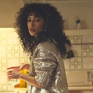 WOLFF Metallic Silver Hoodie Knit Sweater