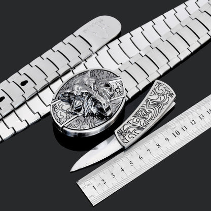 Tactical Stainless Steel Self-Defense Belt and Buckle Knife
