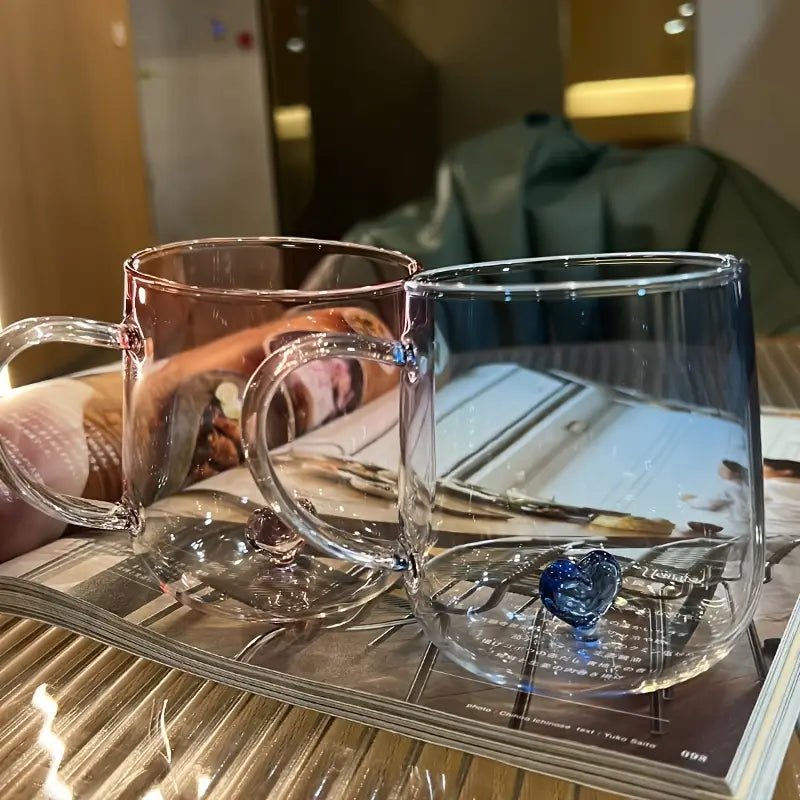 Heart-Shaped Gradient Glass Mugs