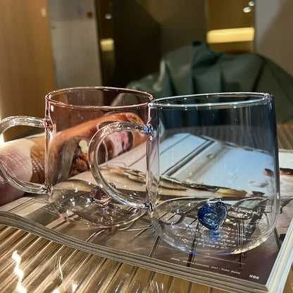 Heart-Shaped Gradient Glass Mugs