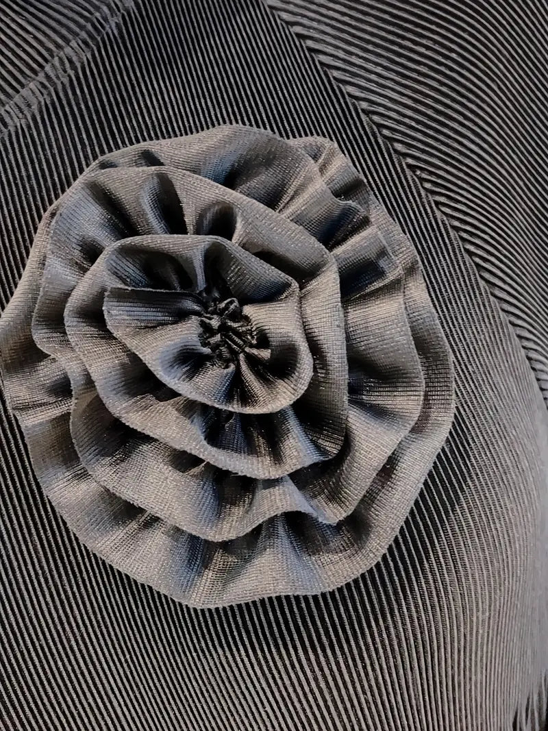 Elegant Floral Applique Fine Pleated Polyester Ruffle Dresses