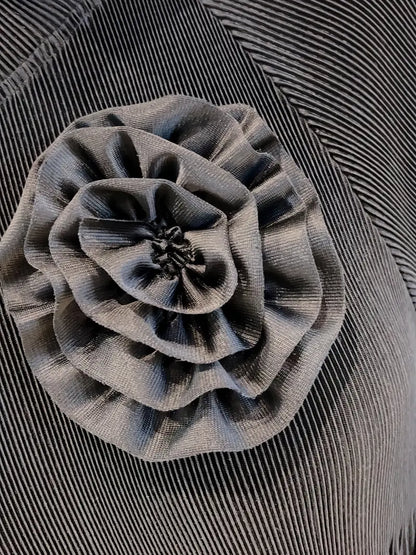 Elegant Floral Applique Fine Pleated Polyester Ruffle Dresses