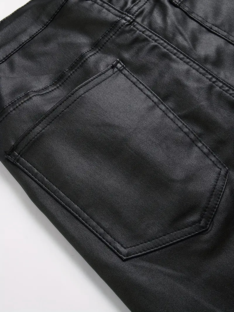 MACCO High-Stretch Vegan Leather Slim-Fit Jeans