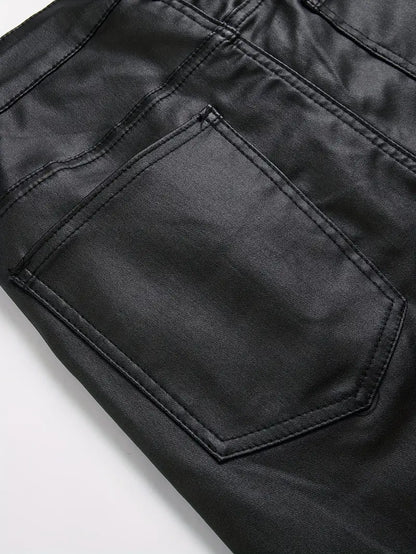 MACCO High-Stretch Vegan Leather Slim-Fit Jeans