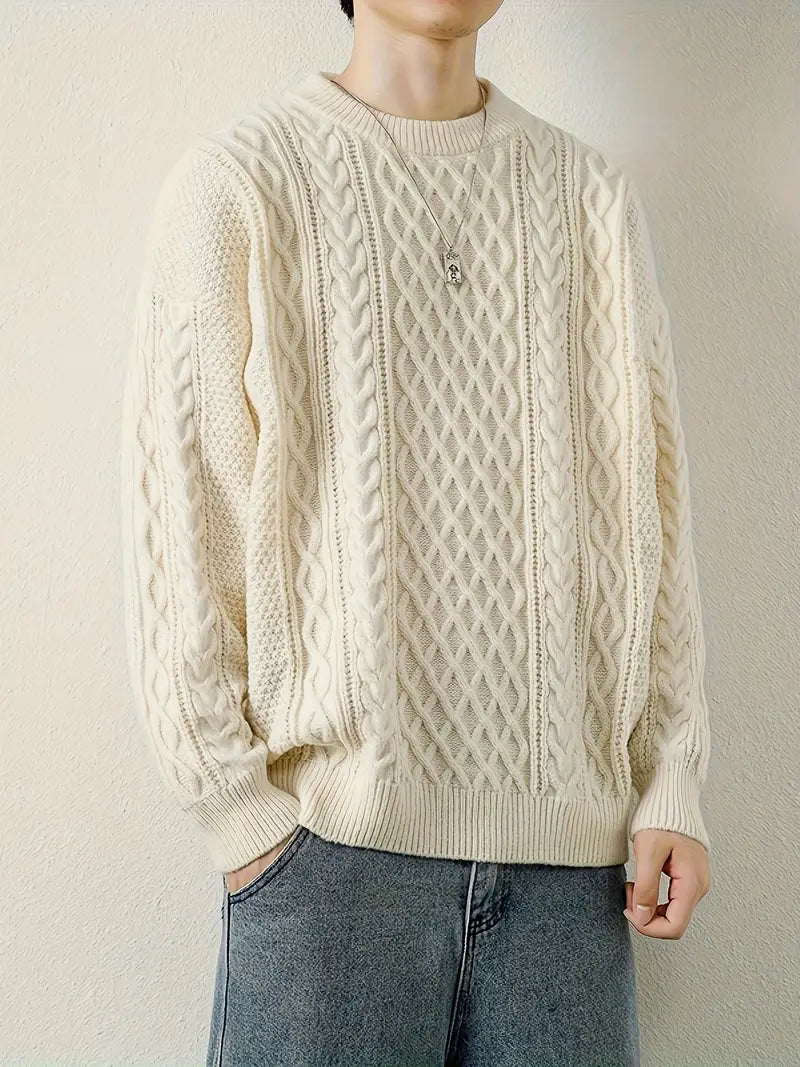 Hawthorne Acrylic Loose Knitted Aran Pullover Sweaters