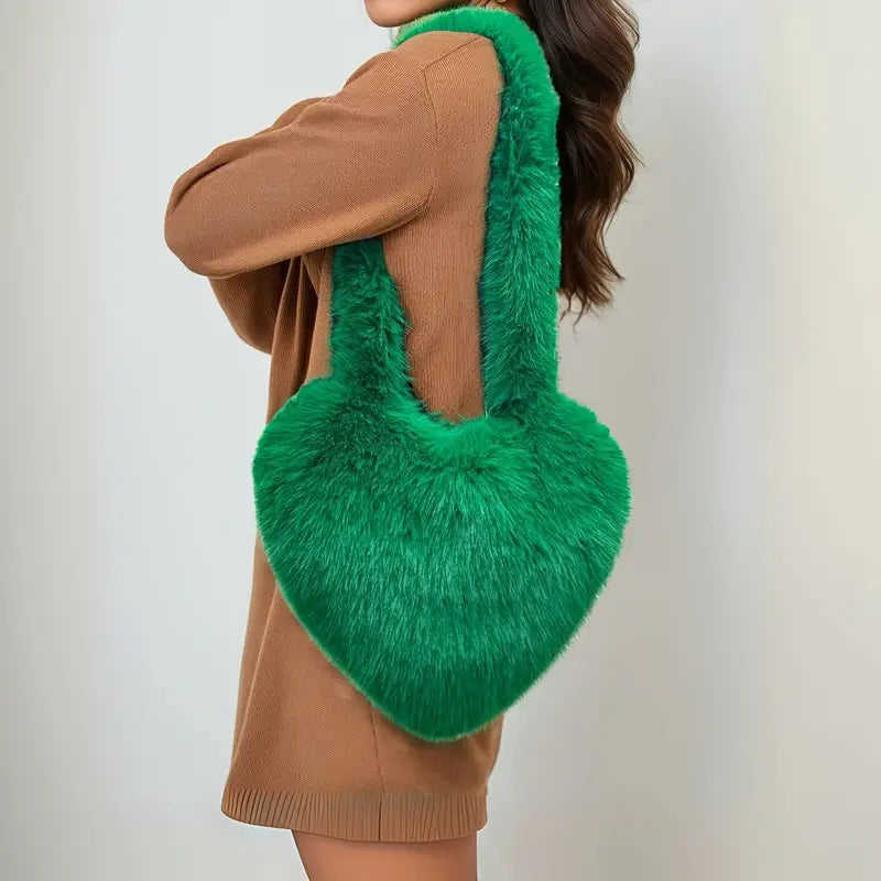 Plush Love Heart Fur Crossbody Bags