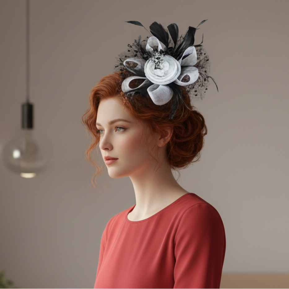KOKO Mesh Feather Headband Fascinators