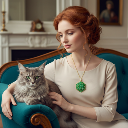 Retro Floral Zirconia Green Stone Pendant Necklace