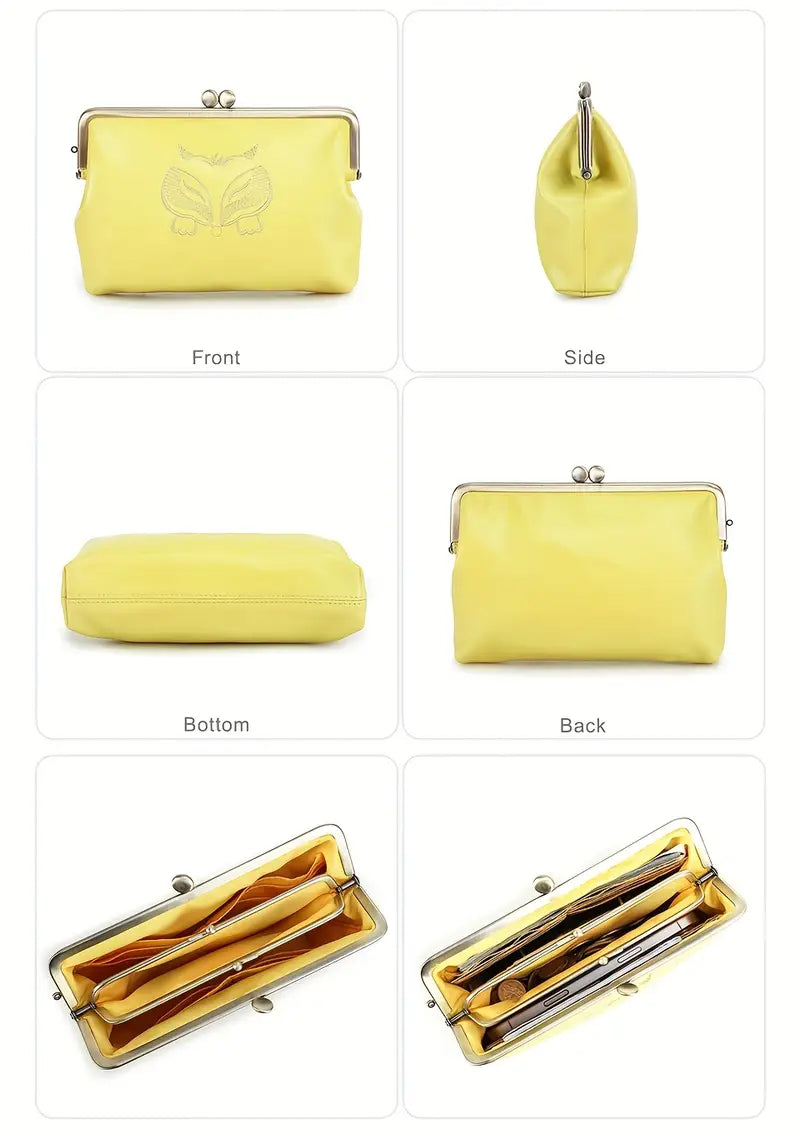 Foxy Genuine Leather Vintage Long Snap Closure Wallets