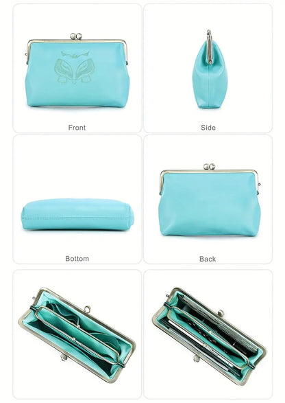 Foxy Genuine Leather Vintage Long Snap Closure Wallets