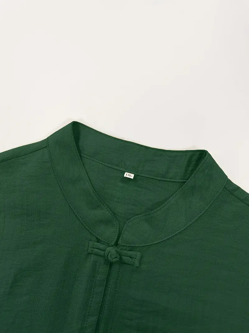 TADAMA Plus Size Mandarin Nehru Collar Top