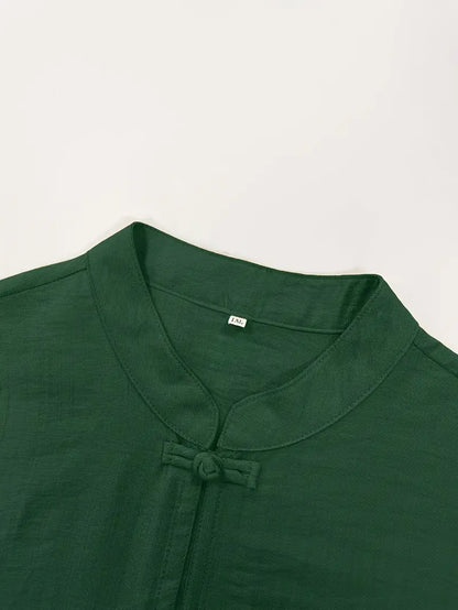 TADAMA Plus Size Mandarin Nehru Collar Top