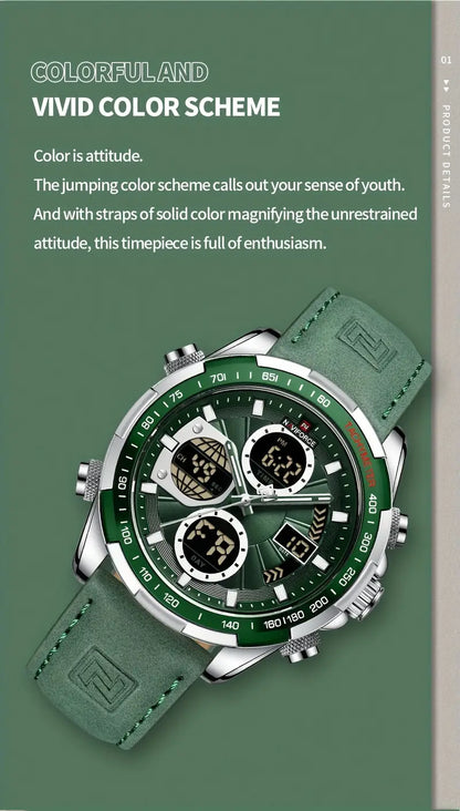 NAVIFORCE Luxury Waterproof Dual Display Sports Quartz Watch