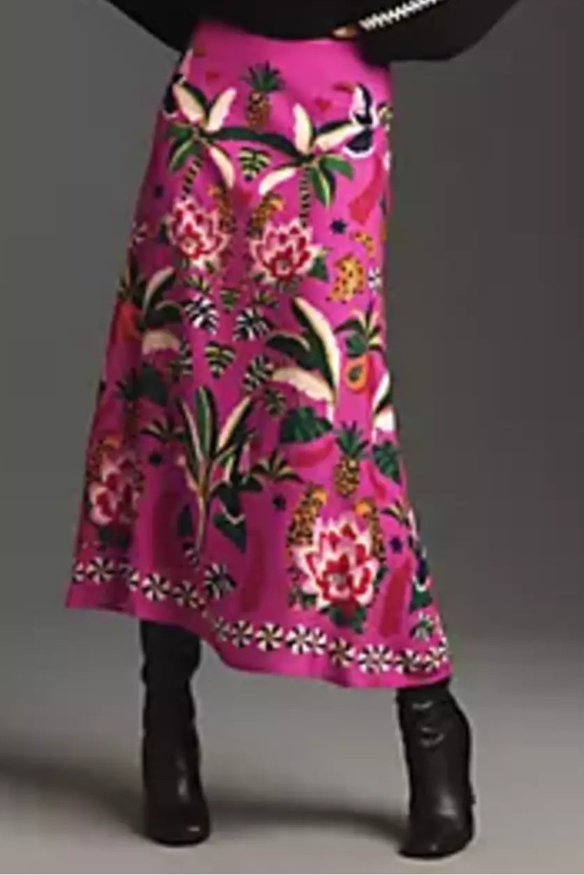 Tropical Rio Floral A-Line Skirt