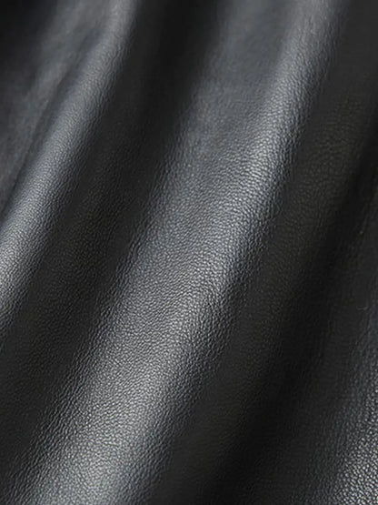 Lautaro Haining Genuine Leather A-Line Midi Skirt