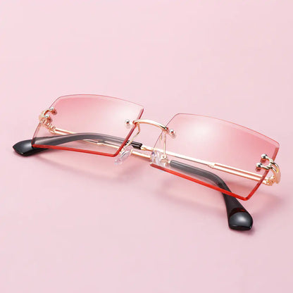 Rimless Small Rectangle Eyewear UV400 Sunglasses