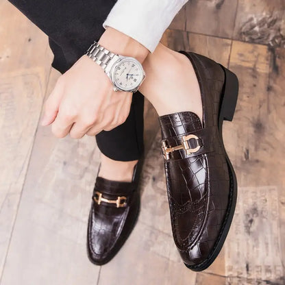 Italian Alligator Print Leather Loafers