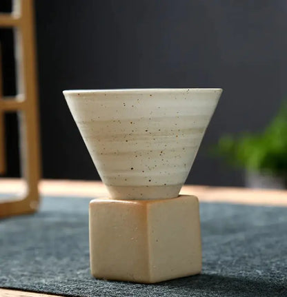 Stoneware Espresso Ceramic Cone Cup and Base