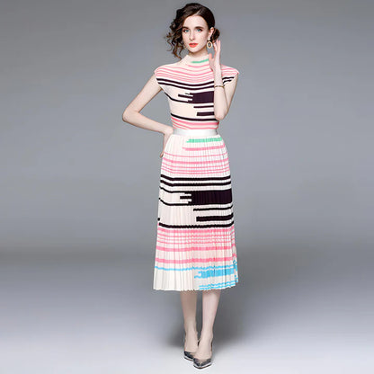 Runway Striped Skirt & Top Set