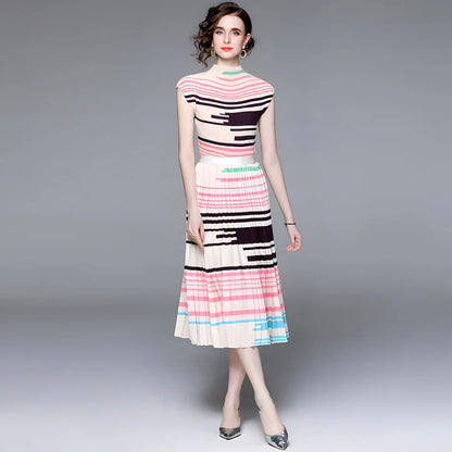 Runway Striped Skirt & Top Set