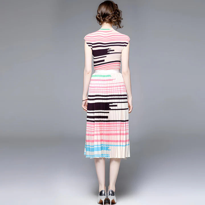 Runway Striped Skirt & Top Set