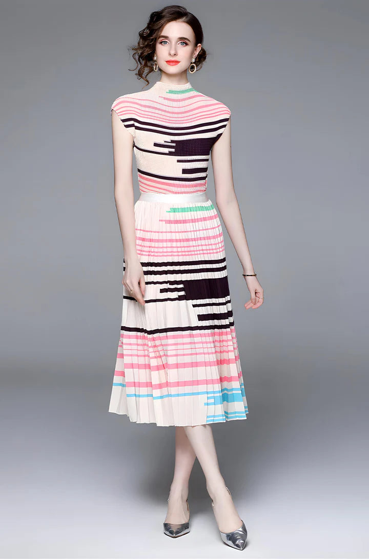 Runway Striped Skirt & Top Set