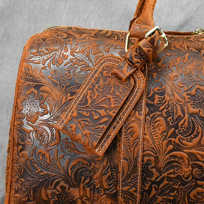 Vintage Crazy Horse Embossed Leather Weekend Bags