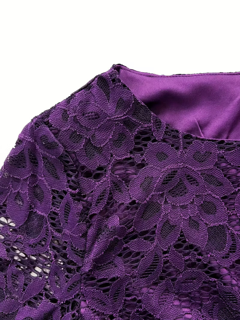 Vogue Chiffon Lace Midi Dress