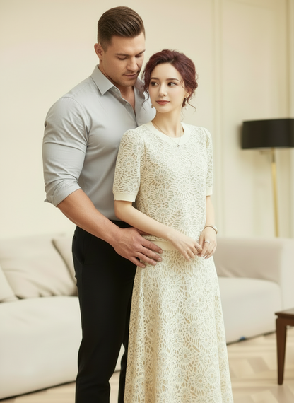 French Retro Midi Two Piece Dress Set