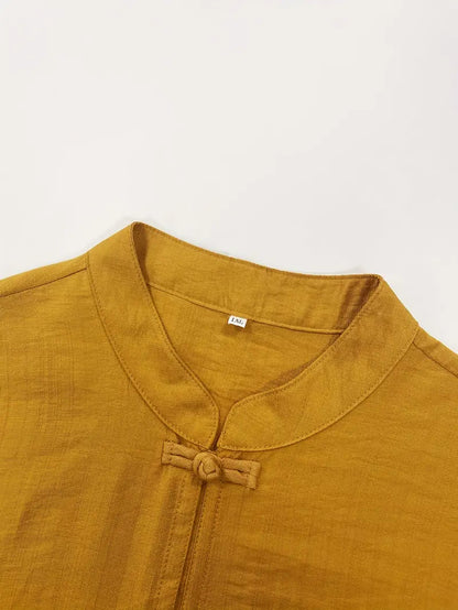 TADAMA Plus Size Mandarin Nehru Collar Top