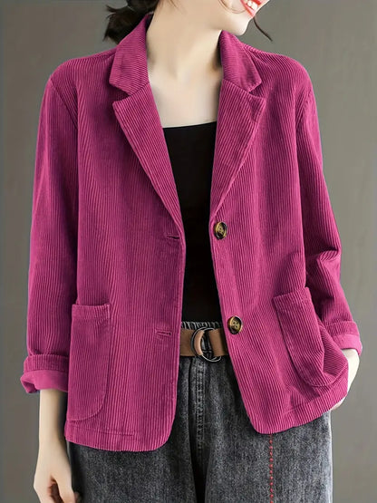 Chic Cord Lapel Collar Blazer