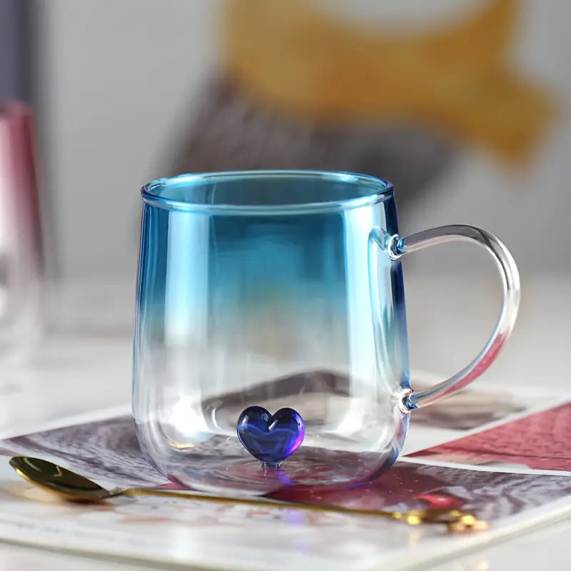 Heart-Shaped Gradient Glass Mugs