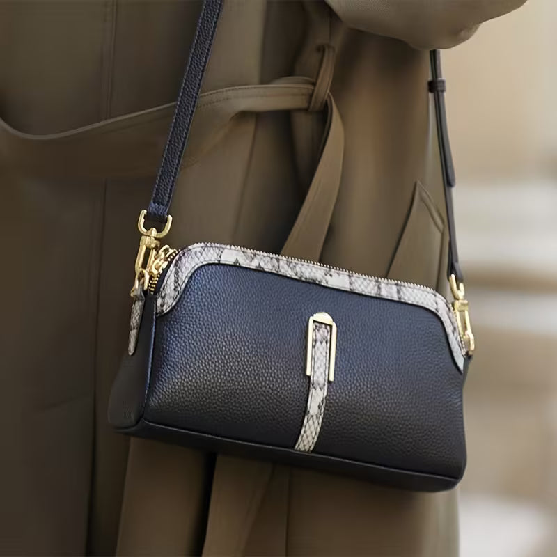 Birkin Inspired Genuine Leather Handbag - Dual Tone Snake Edition