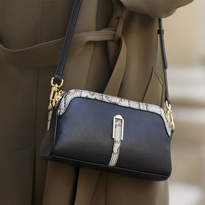 Birkin Inspired Genuine Leather Handbag - Dual Tone Snake Edition