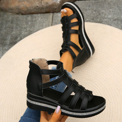 Rhinestone Wedge Platform Sandals