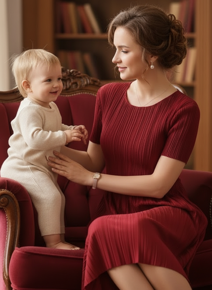 Classic Pleated Polyester Dress