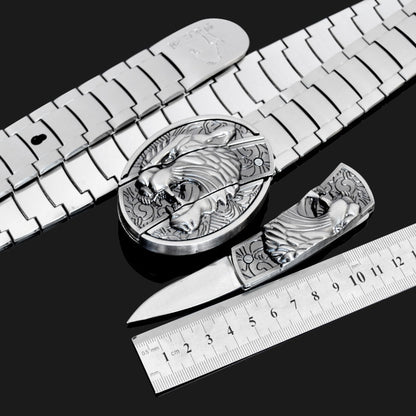 Tactical Stainless Steel Self-Defense Belt and Buckle Knife