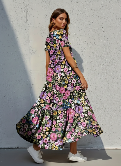 Plus Size Floral Tiered Maxi Dresses