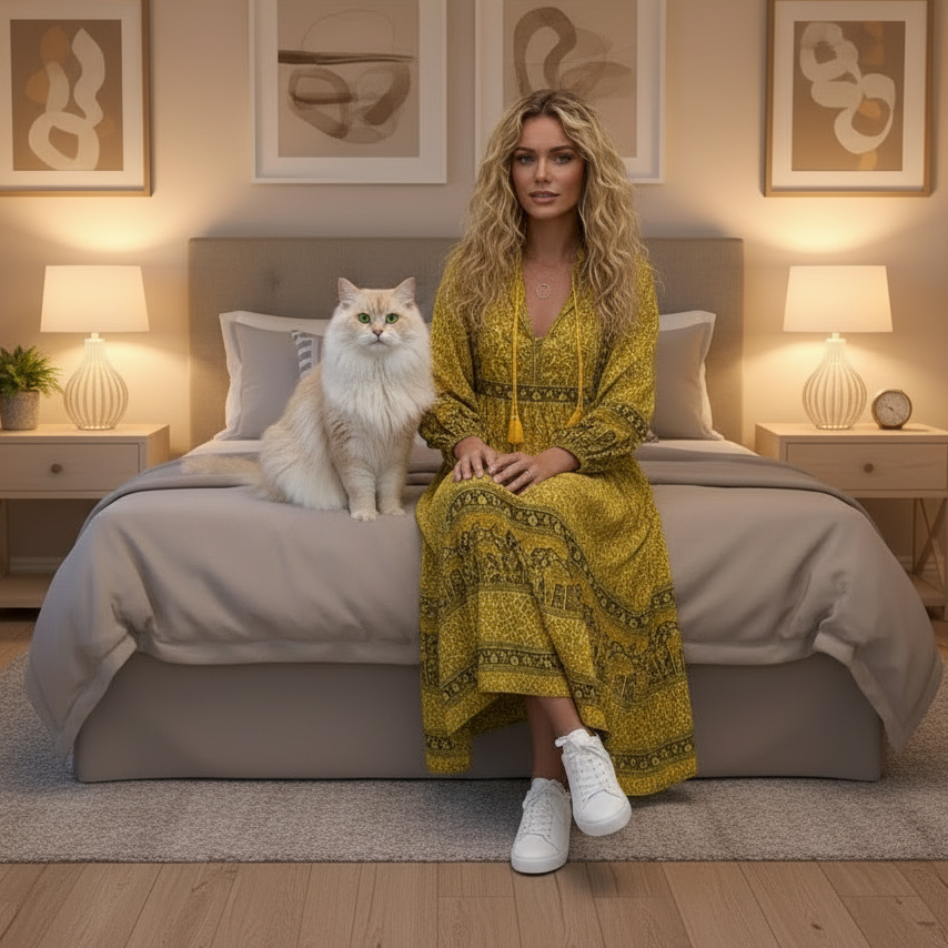 Plus Size Bohemian Long Sleeve Midi Dresses