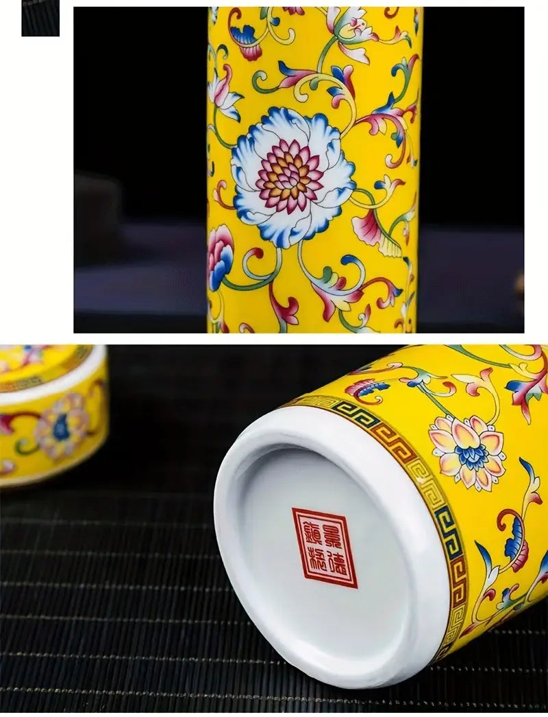 Floral Ceramic Double Insulated Travel Flask