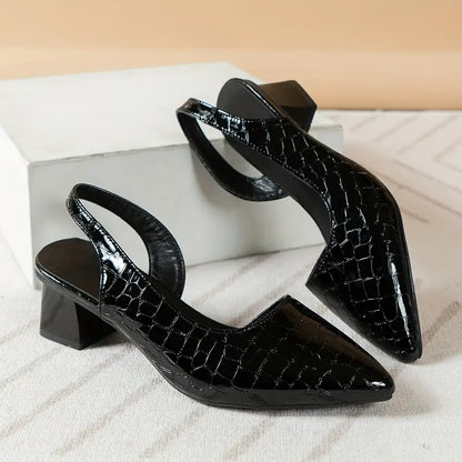 Baotou Crocodile Slingback Sandals