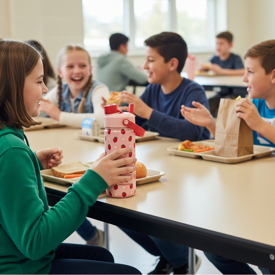 POWCAN Insulated 18oz Non-Slip, Stainless Steel Water Bottles