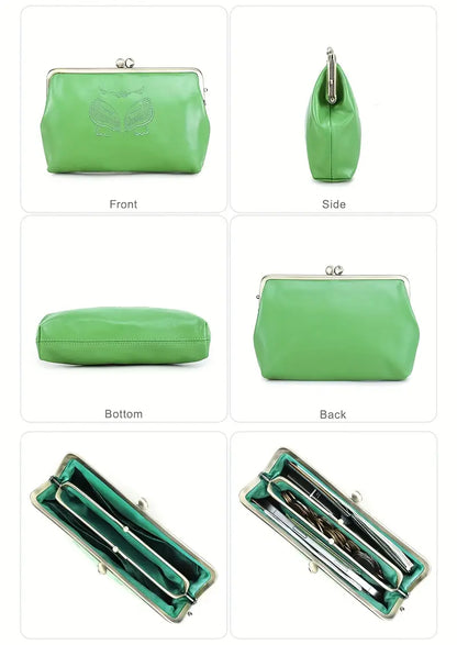 Foxy Genuine Leather Vintage Long Snap Closure Wallets