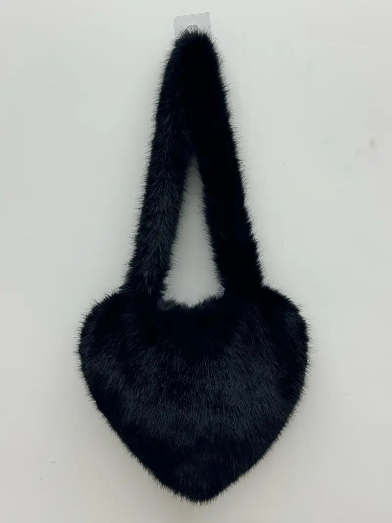Plush Love Heart Fur Crossbody Bags