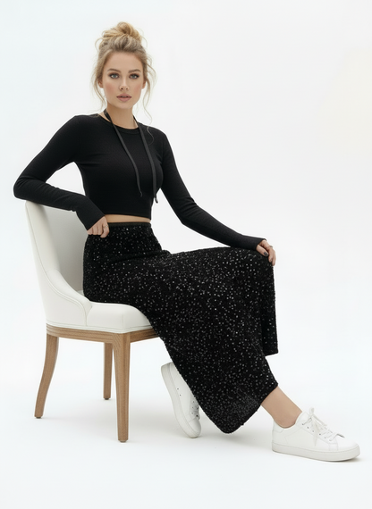 Chic Sequin High-Waist Skirt