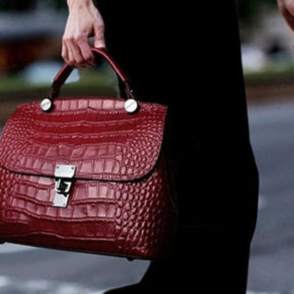 New European Leather Crocodile Crossbody Handbag