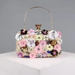 Embellished Floral Evening Clutch Bag
